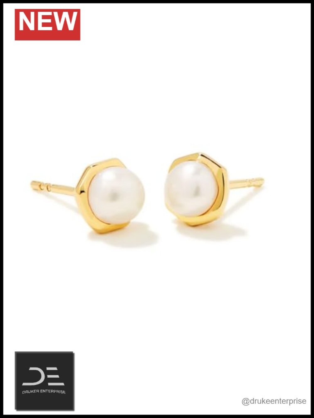 Kendra Scott Davie Pearl Stud Earrings 18k Gold Vermeil Sterling Silver